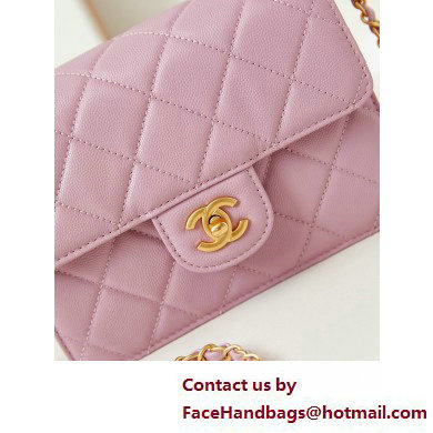 Chanel Grained Calfskin  &  Gold-Tone Metal Small Flap Bag with Top Handle Pink 2025